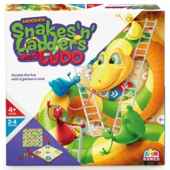 Addo Games Wooden Snakes 'n' Ladders and Ludo