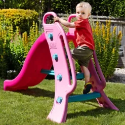 Dolu Height 104cm Big Pink Garden Slide with Water Feature