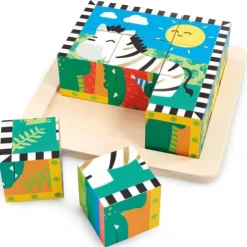 Early Learning Centre Wooden Puzzle Cubes and Tray