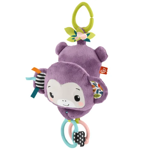 Fisher-Price Sing & Go Purple Monkey Clip-On Sensory Pram Toy