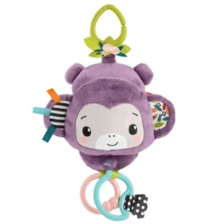 Fisher-Price Sing & Go Purple Monkey Clip-On Sensory Pram Toy
