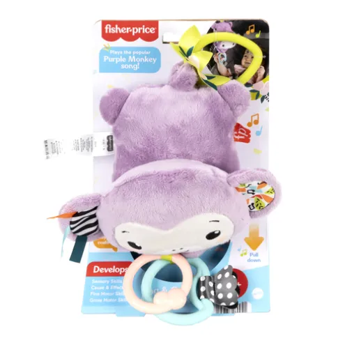 Fisher-Price Sing & Go Purple Monkey Clip-On Sensory Pram Toy
