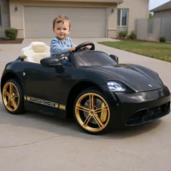 Injusa Porsche Taycan Turbo S 12V Black Electric Ride On Car