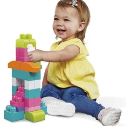 Mega Bloks Pink First Builders Big Building Bag 60 Pieces