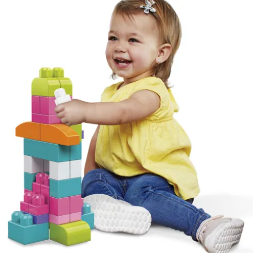 Mega Bloks Pink First Builders Big Building Bag 60 Pieces