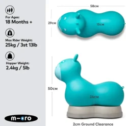 Micro 2in1 Inflatable Space Hopper Ride On Aqua