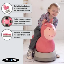 Micro 2in1 Inflatable Space Hopper Ride On Pink