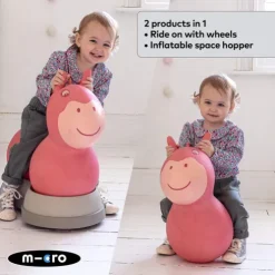 Micro 2in1 Inflatable Space Hopper Ride On Pink