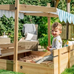Plum Wooden Sandpit with Canopy