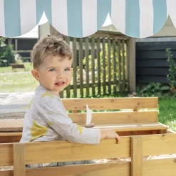 Plum Wooden Sandpit with Canopy