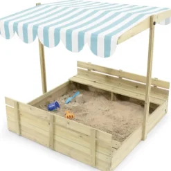 Plum Wooden Sandpit with Canopy