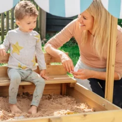 Plum Wooden Sandpit with Canopy