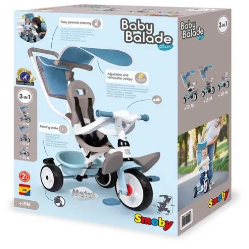 Smoby Baby Balade Plus 3-in-1 Transforming Trike Blue
