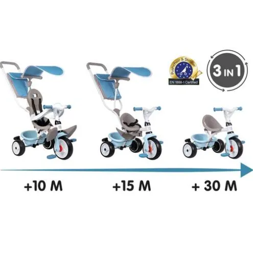 Smoby Baby Balade Plus 3-in-1 Transforming Trike Blue