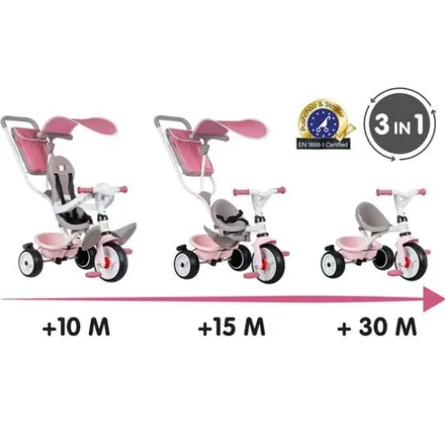 Smoby Baby Balade Plus 3-in-1 Transforming Trike Pink