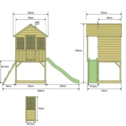 TP Hill Top Tower Wooden Playhouse with Slide