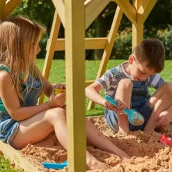 TP Wooden Playhouse with Slide and Climbing Wall