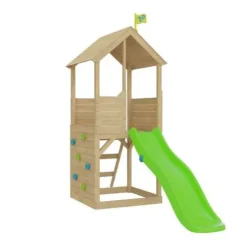 TP Wooden Playhouse with Slide and Climbing Wall
