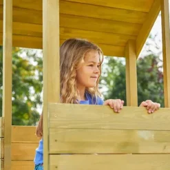 TP Wooden Playhouse with Slide and Climbing Wall