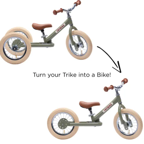 Trybike 12 Inch 2-in-1 Trike Balance Bike Green