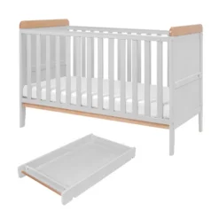 Tutti Bambini Dove Grey Cot Bed with Cot Top Changer and Mattress Rio