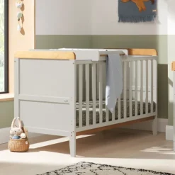 Tutti Bambini Dove Grey Cot Bed with Cot Top Changer and Mattress Rio