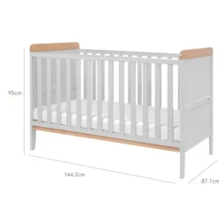 Tutti Bambini Dove Grey Cot Bed with Cot Top Changer and Mattress Rio