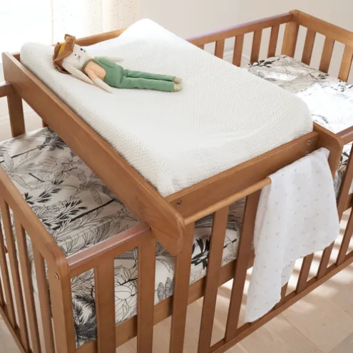Tutti Bambini Honey Oak Cot Bed with Cot Top Changer and Mattress Malmo