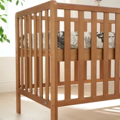 Tutti Bambini Honey Oak Cot Bed with Cot Top Changer and Mattress Malmo