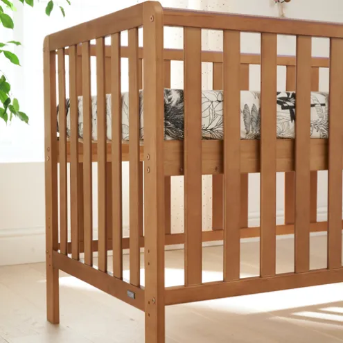 Tutti Bambini Honey Oak Cot Bed with Cot Top Changer and Mattress Malmo
