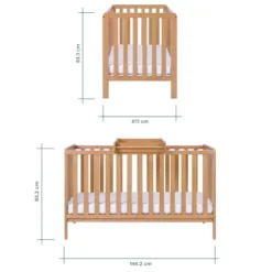 Tutti Bambini Honey Oak Cot Bed with Cot Top Changer and Mattress Malmo