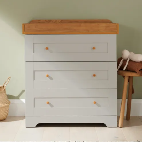 Tutti Bambini Honey Oak Cot Bed Malmo with Chest Changer and Wardrobe Rio