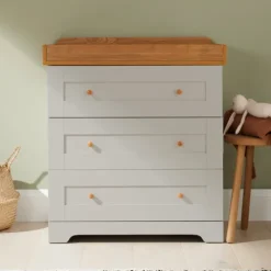 Tutti Bambini Honey Oak Cot Bed with Chest Changer Rio