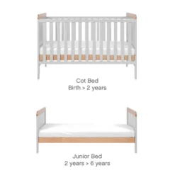 Tutti Bambini Honey Oak Cot Bed with Chest Changer Rio