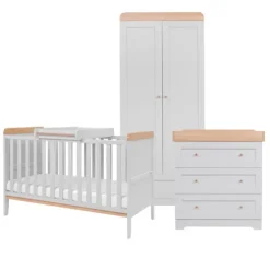 Tutti Bambini Honey Oak Cot Bed with Chest of Drawers and Wardrobe Rio