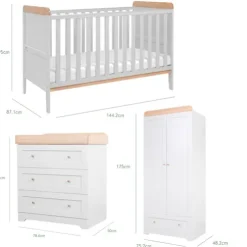 Tutti Bambini Honey Oak Cot Bed with Chest of Drawers and Wardrobe Rio