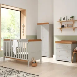 Tutti Bambini Honey Oak Cot Bed with Chest of Drawers and Wardrobe Rio