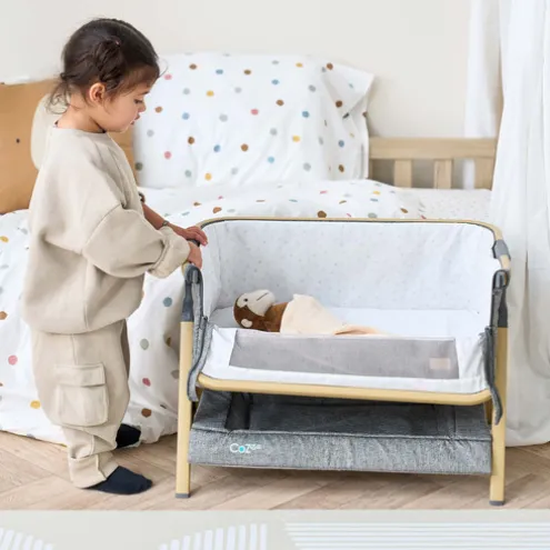 Tutti Bambini Oak Charcoal Toy Crib CoZee Mini Me