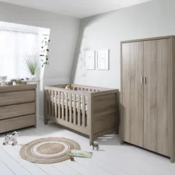 Tutti Bambini Oak Cot Bed with Chest Changer and Wardrobe Modena