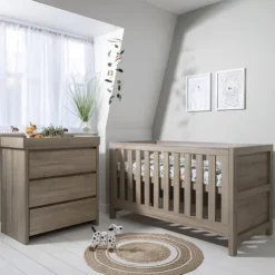 Tutti Bambini Oak Cot Bed with Chest Changer Modena