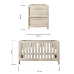 Tutti Bambini Oak 3 in 1 Cot bed Modena