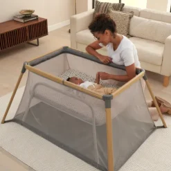 Tutti Bambini Oak Travel Cot and Nightshade CoZee Go Day and Night