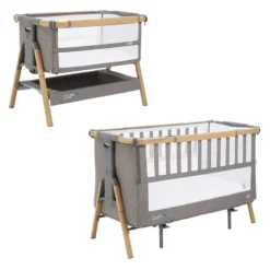 Tutti Bambini Oak XL Bedside Crib and Cot CoZee
