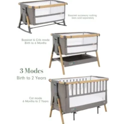 Tutti Bambini Oak XL Bedside Crib and Cot CoZee