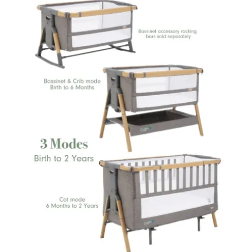 Tutti Bambini Oak XL Bedside Crib and Cot CoZee