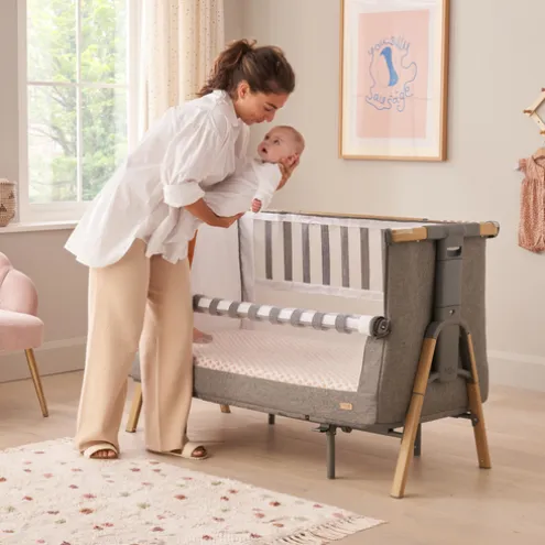 Tutti Bambini Oak XL Bedside Crib and Cot CoZee