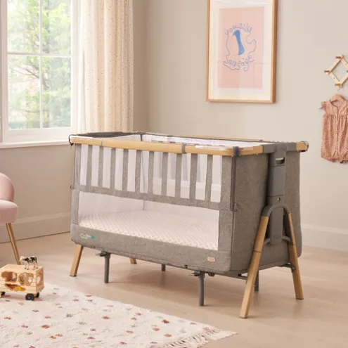 Tutti Bambini Oak XL Bedside Crib and Cot CoZee