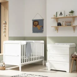 Tutti Bambini White Cot Bed with Chest Changer Rio