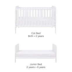 Tutti Bambini White Cot Bed with Chest of Drawers and Wardrobe Rio