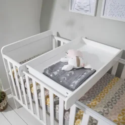 Tutti Bambini White Cot Bed with Cot Top Changer and Mattress Rio